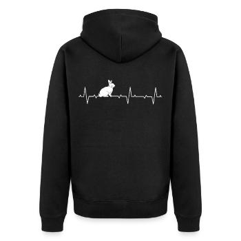 Carnickel Heartbeat Bunnies Rabbit - Unisex Premium Organic Zip Hoodie - black - Back - Nico (187cm)