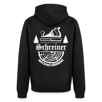 Professional Schreiner Holzarbeiter - Unisex Premium Bio Zip Hoodie - Schwarz - Hinten - Nico (187cm)