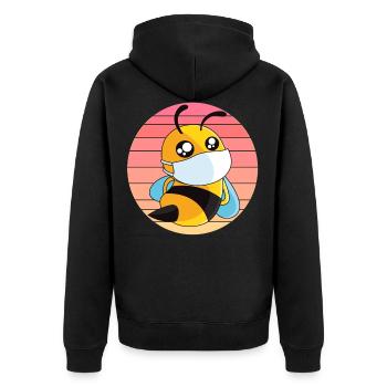 Abeille avec protège-dents au coucher du soleil - Veste à capuche bio Premium Unisexe - noir - Dos - Nico (187cm)