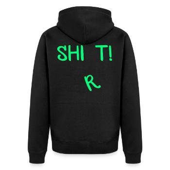 Shit Shirt! - Unisex Premium Bio Zip Hoodie - Schwarz - Hinten - Nico (187cm)