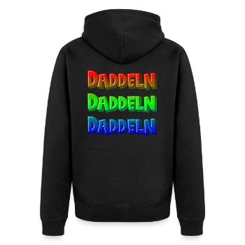 Daddeln - Gamer Design - Unisex Premium Bio Zip Hoodie - Schwarz - Hinten - Nico (187cm)