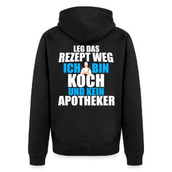 KOCH - Ich bin Koch - Unisex Premium Bio Zip Hoodie - Schwarz - Hinten - Nico (187cm)