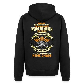 Wikinger, Valhalla, Viking, Nordmann - Unisex Premium Bio Zip Hoodie - Schwarz - Hinten - Nico (187cm)