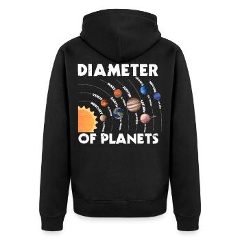 Durchmesser Von Planeten, Solarsystem, Planet - Unisex Premium Bio Zip Hoodie - Schwarz - Hinten - Nico (187cm)