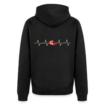 Kanada Herzschlag - kanadische Flagge - Unisex Premium Bio Zip Hoodie - Schwarz - Hinten - Nico (187cm)