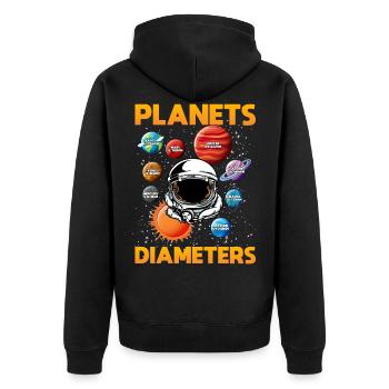Durchmesser Von Planeten, Solarsystem, Planet - Unisex Premium Bio Zip Hoodie - Schwarz - Hinten - Nico (187cm)
