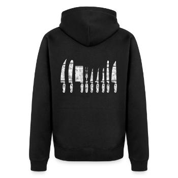 Kochen Koch Küche Köchin Köche Restaurant Messer - Unisex Premium Bio Zip Hoodie - Schwarz - Hinten - Nico (187cm)