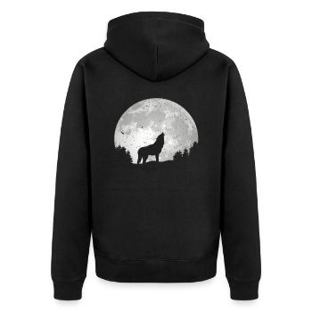 Wolf Conservation Predators Nature Full Moon Forest - Unisex Premium Organic Zip Hoodie - black - Back - Nico (187cm)