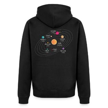 Sonnensystem, Planet, Planeten, Sonne, Erde - Unisex Premium Bio Zip Hoodie - Schwarz - Hinten - Nico (187cm)