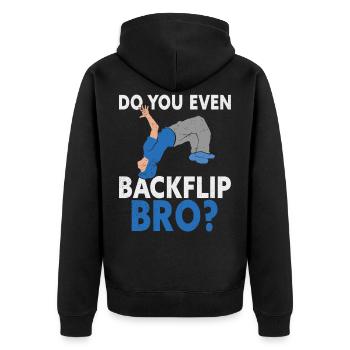 Freerunning Parkour Stuntman Extremsportler Sport - Unisex Premium Bio Zip Hoodie - Schwarz - Hinten - Nico (187cm)