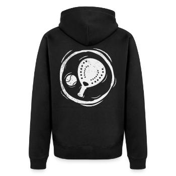 Padel Players Racket Playing Padel Vintage - Unisex Premium Organic Zip Hoodie - black - Back - Nico (187cm)