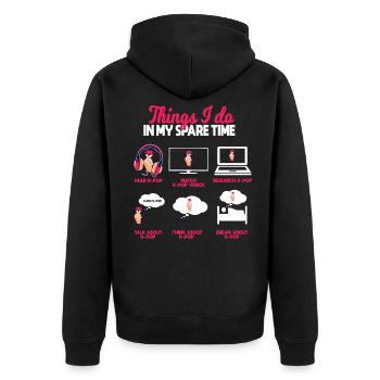 K Pop, Les choses, Je Dans Mon Temps Libre - Veste à capuche bio Premium Unisexe - noir - Dos - Nico (187cm)