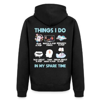 K Pop, Dinge, Die Ich In Meiner Freizeit Tue - Unisex Premium Bio Zip Hoodie - Schwarz - Hinten - Nico (187cm)