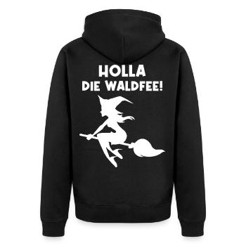 Walpurgisnacht Waldfee Hexen Sprüche Geschenk - Unisex Premium Bio Zip Hoodie - Schwarz - Hinten - Nico (187cm)