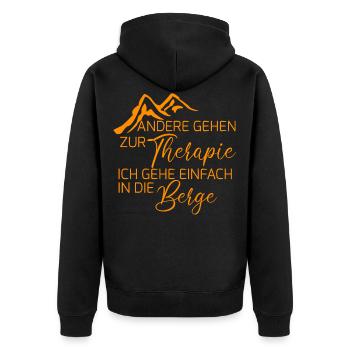 Andere gehen zur Therapie - Unisex Premium Bio Zip Hoodie - Schwarz - Hinten - Nico (187cm)
