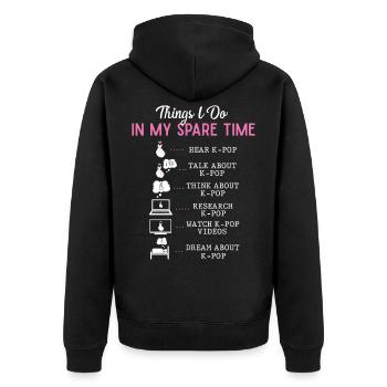 KPOP Leisure - Unisex Premium Organic Zip Hoodie - black - Back - Nico (187cm)