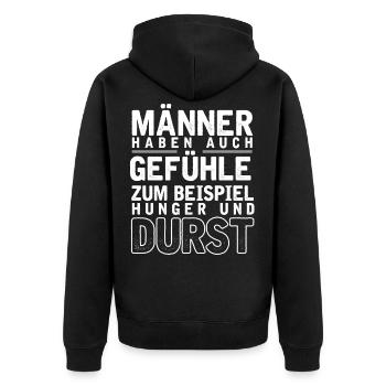 Männergefühle Hunger & Durst, Witziges Vatertag - Unisex Premium Bio Zip Hoodie - Schwarz - Hinten - Nico (187cm)