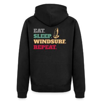 Eat Sleep Windsurf Windsurfer Windsurfing Repeat - Unisex Premium Organic Zip Hoodie - black - Back - Nico (187cm)