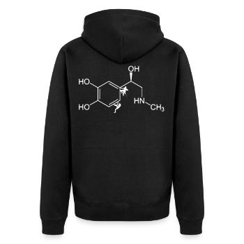 Adrenaline Chemical Formula, Mountaineering, Hiking - Unisex Premium Organic Zip Hoodie - black - Back - Nico (187cm)