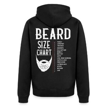 Bart Größentabelle, Bart, Bärtslänge - Unisex Premium Bio Zip Hoodie - Schwarz - Hinten - Nico (187cm)