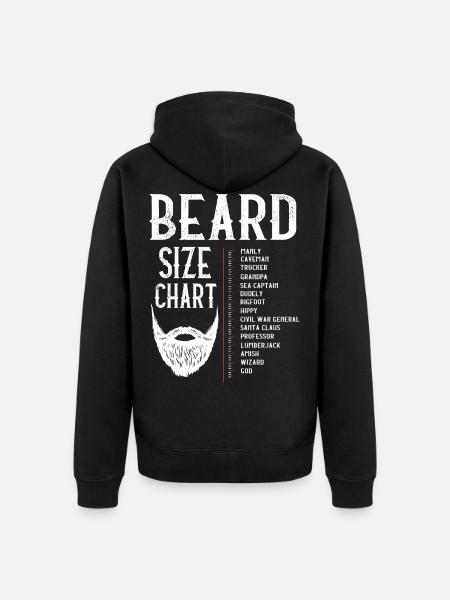 Bart Größentabelle, Bart, Bärtslänge - Unisex Premium Bio Zip Hoodie - Schwarz