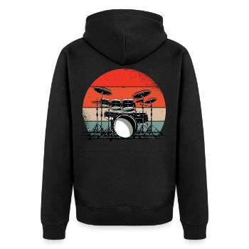 Drums, Drummer, Drum Set Gift - Unisex Premium Organic Zip Hoodie - black - Back - Nico (187cm)