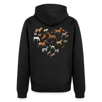 Pferde Mit Liebe, Pferdeliebhaber, Süße Pferde - Unisex Premium Bio Zip Hoodie - Schwarz - Hinten - Nico (187cm)