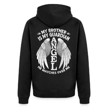 My Brother Is My Guardian Angel, Brother Grief - Unisex Premium Organic Zip Hoodie - black - Back - Nico (187cm)