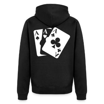Spielkarten - Unisex Premium Bio Zip Hoodie - Schwarz - Hinten - Nico (187cm)