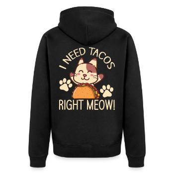 Cat Lover Tacos Kitten Taco Enthusiast - Unisex Premium Organic Zip Hoodie - black - Back - Nico (187cm)