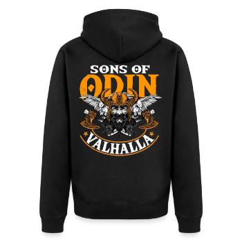 Söhne Odin, Valhalla, Wikinger, Wikinger - Unisex Premium Bio Zip Hoodie - Schwarz - Hinten - Nico (187cm)