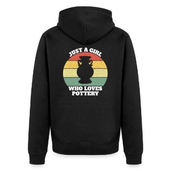 Keramik Keramik Porzellan Girl - Unisex Premium Bio Zip Hoodie - Schwarz - Hinten - Nico (187cm)