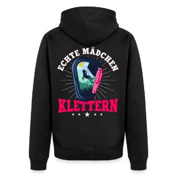Echte Mädchen Klettern, Kletterer, Boulder - Unisex Premium Bio Zip Hoodie - Schwarz - Hinten - Nico (187cm)