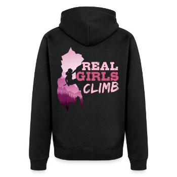 Echte Mädchen Klettern, Kletterer, Boulder - Unisex Premium Bio Zip Hoodie - Schwarz - Hinten - Nico (187cm)