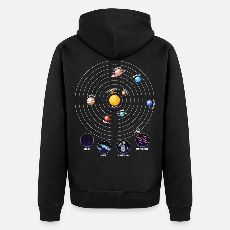 Sonnensystem, Planeten, Universum, Astrologie - Unisex Premium Bio Zip Hoodie - Schwarz
