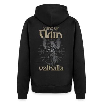 Sons of odin, valhalla, walhalla, Vikings - Unisex Premium Organic Zip Hoodie - black - Back - Nico (187cm)
