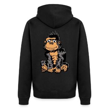 Cute hand-drawn gorilla - coloured - Unisex Premium Organic Zip Hoodie - black - Back - Nico (187cm)