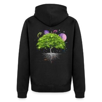Tree of Life Galaxy, Planets, Solar System, - Unisex Premium Organic Zip Hoodie - black - Back - Nico (187cm)