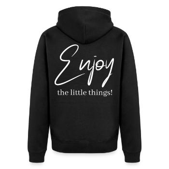 Enjoy the little things ! - Veste à capuche bio Premium Unisexe - noir - Dos - Nico (187cm)