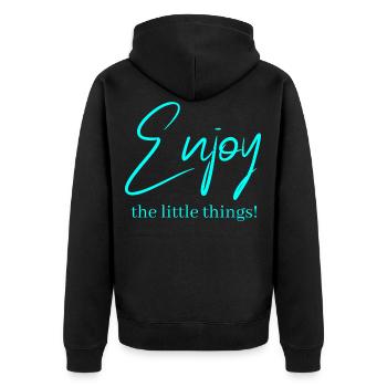 Enjoy the little things ! - Veste à capuche bio Premium Unisexe - noir - Dos - Nico (187cm)