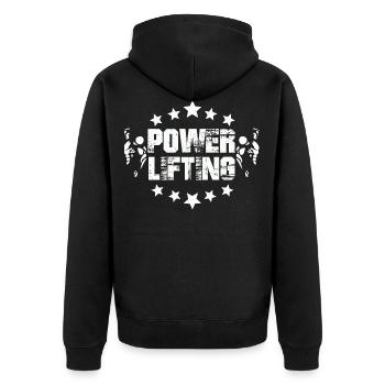 Power Lifting Krafttraining Kraftsport Geschenk - Unisex Premium Bio Zip Hoodie - Schwarz - Hinten - Nico (187cm)