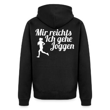Läufer Laufen Joggen - Unisex Premium Bio Zip Hoodie - Schwarz - Hinten - Nico (187cm)