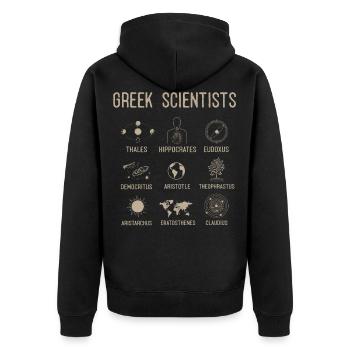 Griechische Wissenschaftler, Griechische - Unisex Premium Bio Zip Hoodie - Schwarz - Hinten - Nico (187cm)