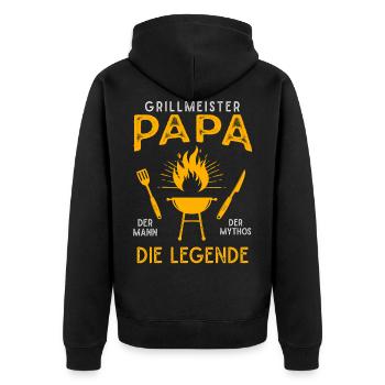 Grill master dad, the man The Myth The Legend - Unisex Premium Organic Zip Hoodie - black - Back - Nico (187cm)