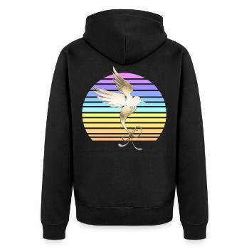 Colibri au coucher du soleil - Veste à capuche bio Premium Unisexe - noir - Dos - Nico (187cm)