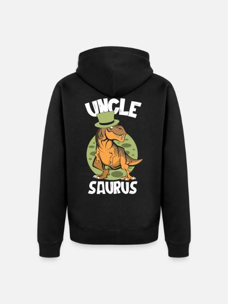 Uncle Saurus, Uncle Gift, Dinosaur - Unisex Premium Organic Zip Hoodie - black
