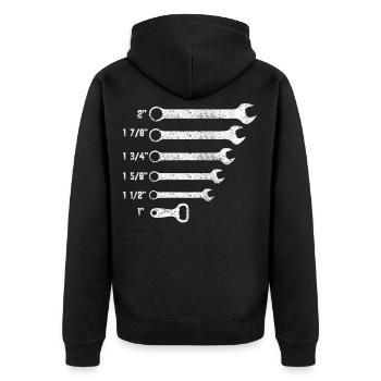 Mécanicien cadeau, atelier, ouvre-bière - Veste à capuche bio Premium Unisexe - noir - Dos - Nico (187cm)