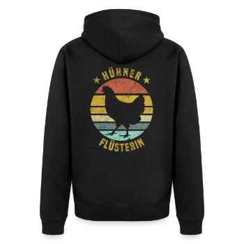 Hühnerflüsterin - Chicken Design - Unisex Premium Bio Zip Hoodie - Schwarz - Hinten - Nico (187cm)