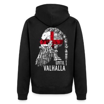 Bis Valhalla, Wikinger, Wikinger Englische Flagge - Unisex Premium Bio Zip Hoodie - Schwarz - Hinten - Nico (187cm)
