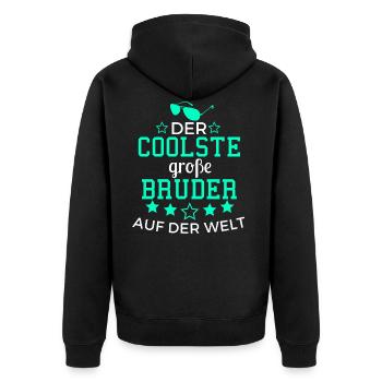Der Coolste große Bruder auf der Welt - Unisex Premium Bio Zip Hoodie - Schwarz - Hinten - Nico (187cm)